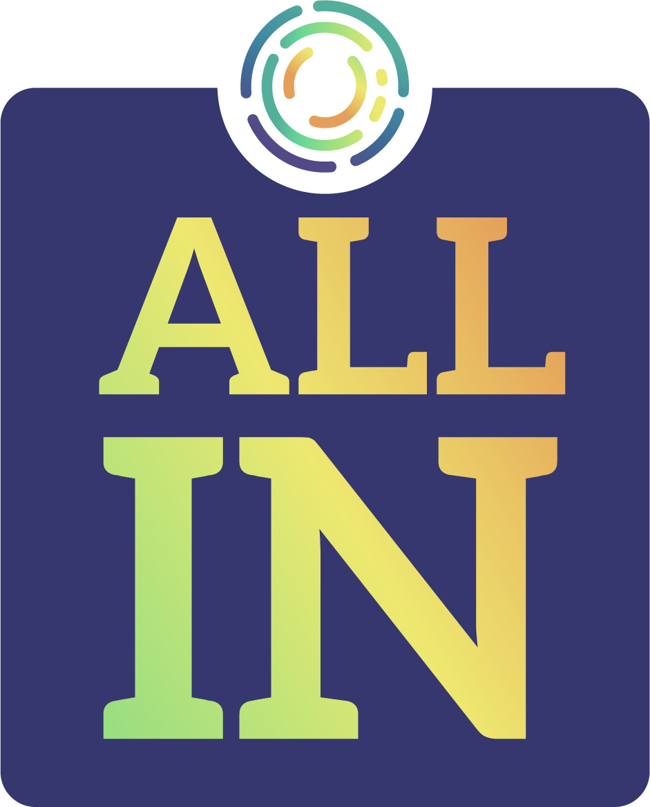The All IN virtual learning event logo, with the Alliance for Global Inclusion pictorial mark at the top.